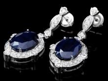 14k Gold 21ct Sapphire 1.70ct Diamond Earrings