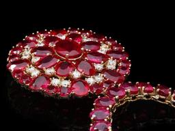 14k Gold 90.5ct Ruby 1.80ct Diamond Necklace