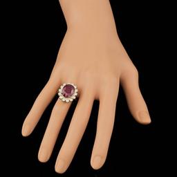 14k Yellow Gold 11.00ct Ruby 1.40ct Diamond Ring