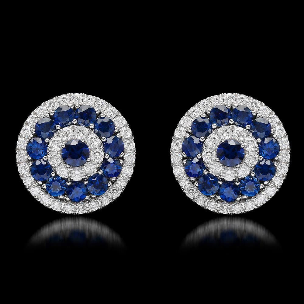 14k White Gold 4.63ct Sapphire 1.75ct Diamond Earrings