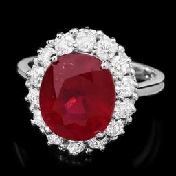 14k White Gold 6.40ct Ruby 1ct Diamond Ring