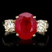 14k Yellow Gold 5.00ct Ruby 1.10ct Diamond Ring