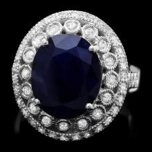 14k Gold 5.20ct Sapphire 0.85ct Diamond Ring