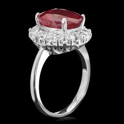 14k White Gold 6.40ct Ruby 1ct Diamond Ring