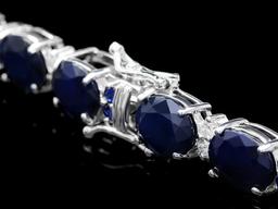 14k Gold 36ct Sapphire .70ct Diamond Bracelet