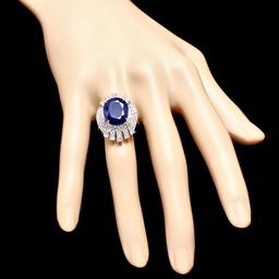 14k Gold 10.50ct Sapphire 1.90ct Diamond Ring