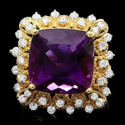 14k Gold 9.32ct Amethyst 0.90ct Diamond Ring