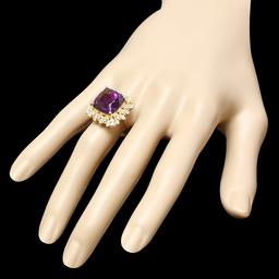 14k Gold 9.32ct Amethyst 0.90ct Diamond Ring