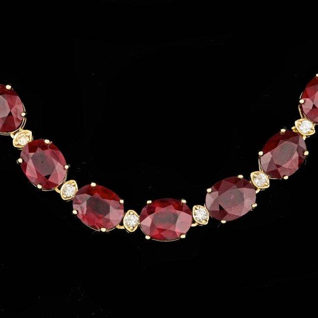 18k Gold 115.00ct Ruby 1.85ct Diamond Necklace