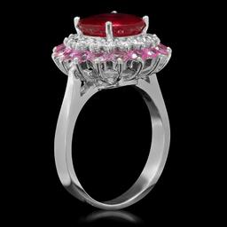 14K 2.78ct Ruby, 2.08ct Pink Sapphire, 0.61ct Diamond Ring