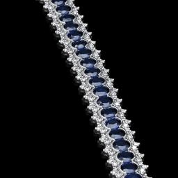 14K White Gold 22.41ct. Sapphire & Diamond Bracelet