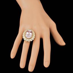 14k Gold 22.00ct Kunzite 2.45ct Diamond Ring