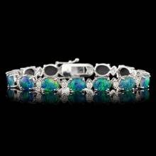 14k Gold 17.50ct Opal 1.10ct Diamond Bracelet