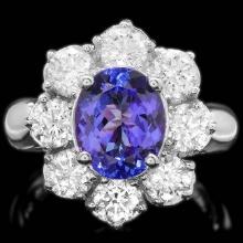 14k Gold 3.00ct Tanzanite 2.50ct Diamond Ring