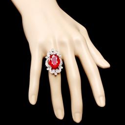 14k White Gold 13.50ct Ruby 1.15ct Diamond Ring