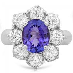 14k Gold 3.00ct Tanzanite 2.50ct Diamond Ring