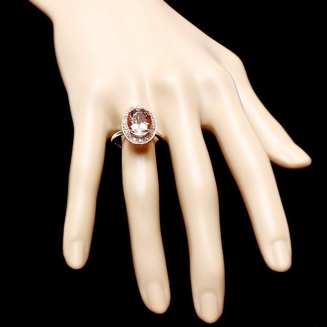 14k Gold 4ct Morganite .40ct Diamond Ring