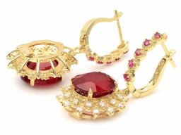 14k Gold 14.4ct Ruby 1.20ct Diamond Earrings