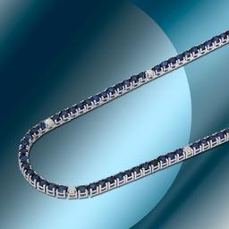 14K Gold 10.40cts Sapphire & 0.62cts Diamond Necklace