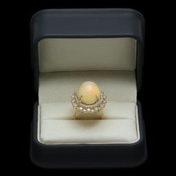 14K Gold 12.56ct Opal & 2.07ct Diamond Ring