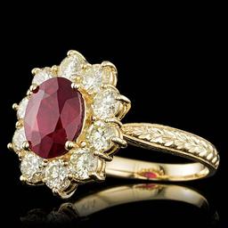 14k Yellow Gold 3.00ct Ruby 2.10ct Diamond Ring