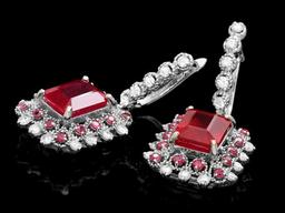 14k Gold 11.4ct Ruby 1.50ct Diamond Earrings