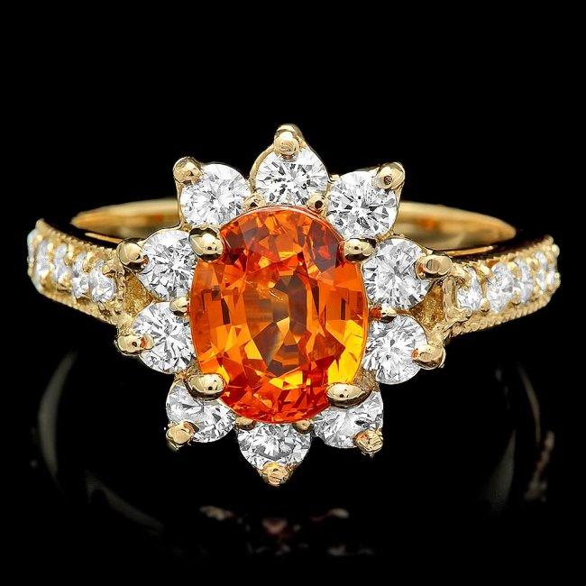 14k Yellow Gold 2.40ct Garnet 1ct Diamond Ring