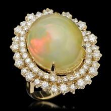 14K Gold 12.56ct Opal & 2.07ct Diamond Ring