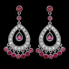 14k Gold 3.00ct Ruby 1.30ct Diamond Earrings