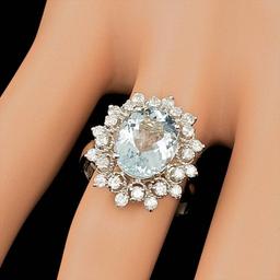 14k Gold 3.00ct Aquamarine 0.75ct Diamond Ring