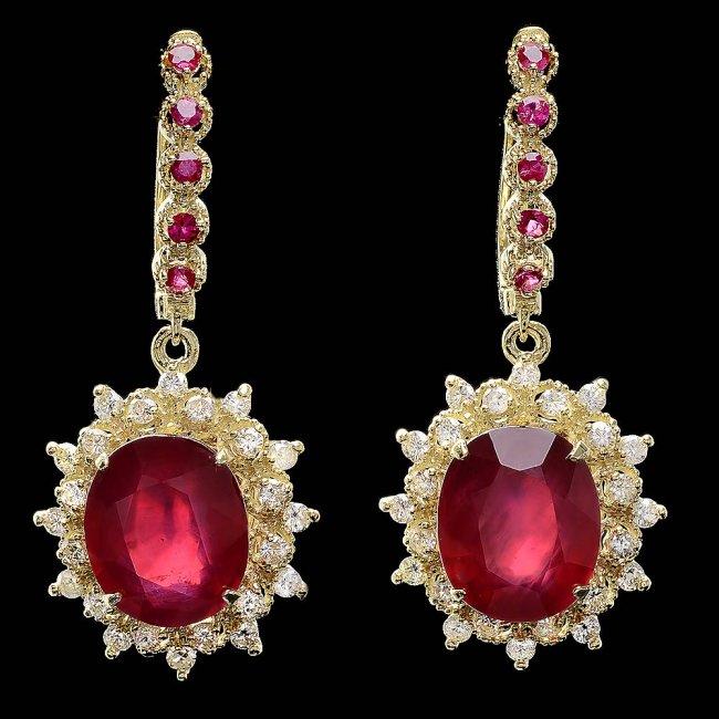 14k Gold 14.4ct Ruby 1.20ct Diamond Earrings