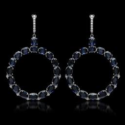 14K Gold 30.46ct Sapphire 0.52ct Diamond Earrings