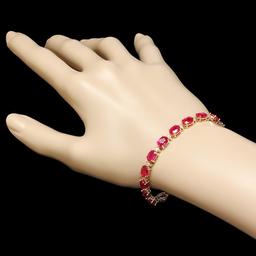 14k Gold 19.00ct Ruby 0.80ct Diamond Bracelet