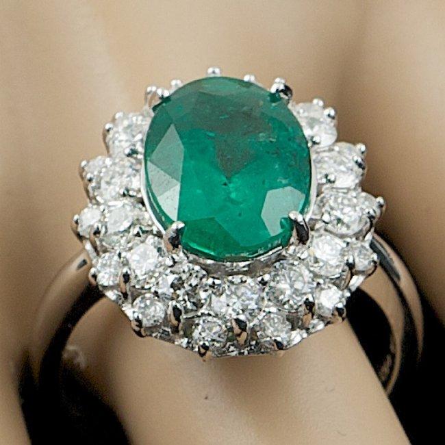 14k White Gold 3.50ct Emerald 1.55ct Diamond Ring