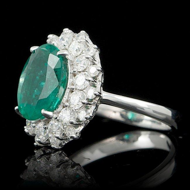 14k White Gold 3.50ct Emerald 1.55ct Diamond Ring