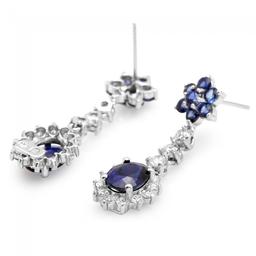 14k Gold 4.5ct Sapphire 1.40ct Diamond Earrings