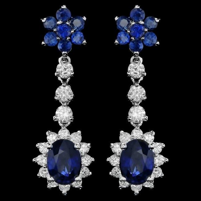 14k Gold 4.5ct Sapphire 1.40ct Diamond Earrings