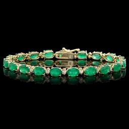 14k Gold 13ct Emerald 0.85ct Diamond Bracelet