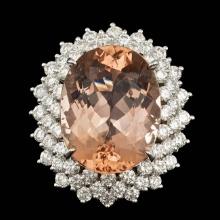 14k Gold 21.00ct Morganite 4.00ct Diamond Ring