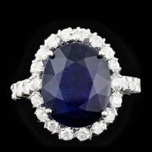 14k Gold 8.00ct Sapphire 1.25ct Diamond Ring