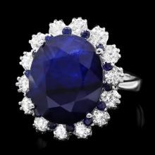 14k Gold 11.5ct Sapphire 1.40ct Diamond Ring