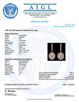 14k Rose 8.00ct Kunzite 1.70ct Diamond Earrings