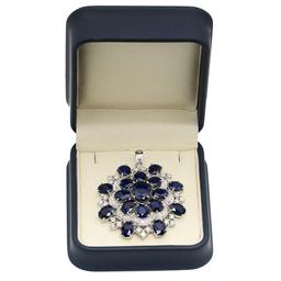 14K Gold 28.35ct Sapphire 2.55ct Diamond Pendant