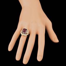 14k Yellow Gold 11.00ct Ruby 1.75ct Diamond Ring