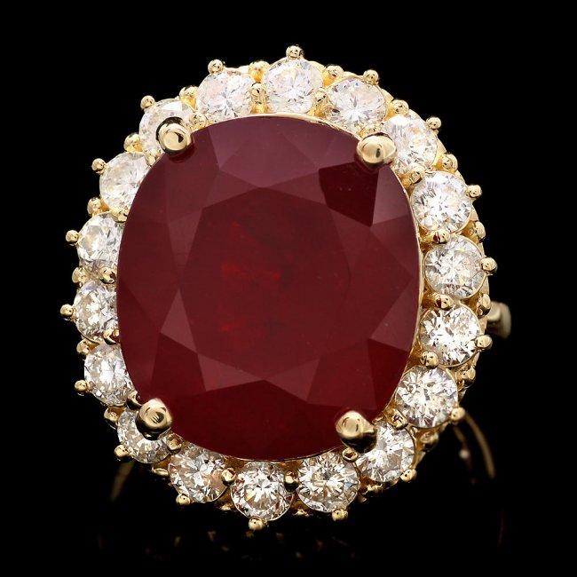 14k Yellow Gold 21.50ct Ruby 2.00ct Diamond Ring