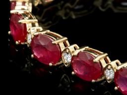 14k Gold 25.00ct Ruby 1.10ct Diamond Bracelet