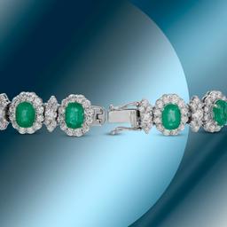 14K Gold 18.70cts Emerald & 12.01cts Diamond Bracelet