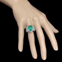 14K Gold 4.55 Emerald 1.20 Diamond Ring