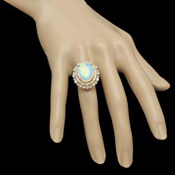 14K Gold 6.30ct Opal & 1.82ct Diamond Ring