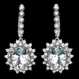 14k 8.50ct Aquamarine 2.00ct Diamond Earrings